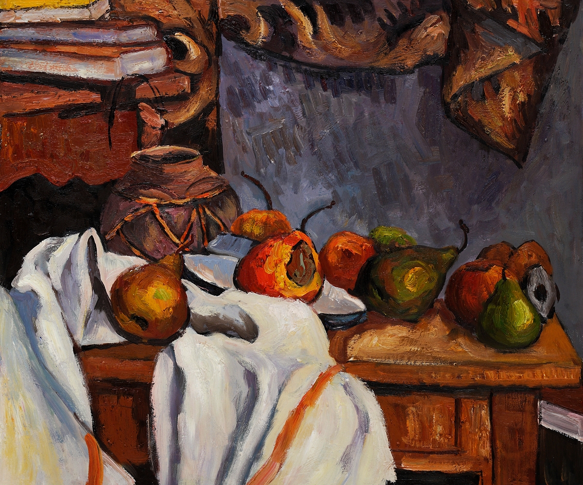 Ginger Pot with Pomegranate and Pears - Paul Cezanne Painting